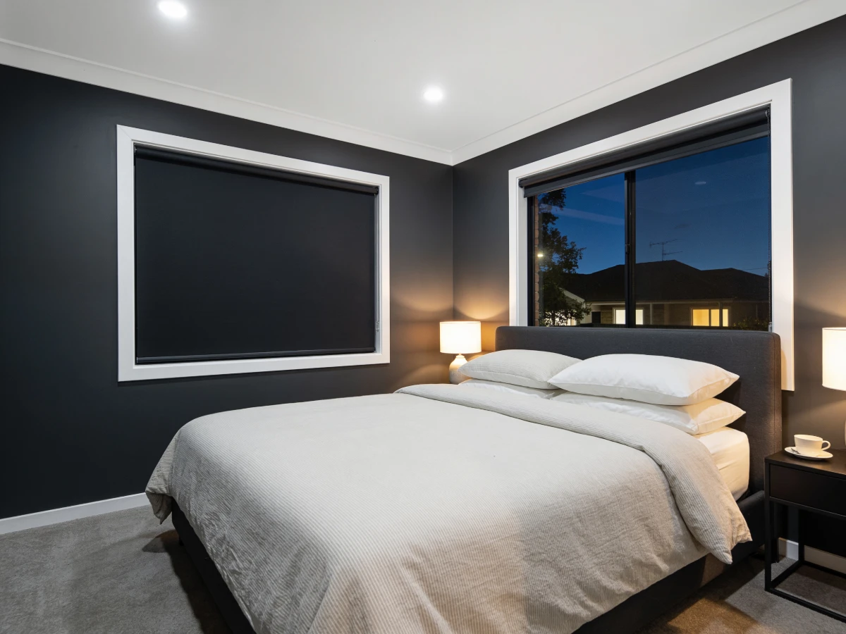Coverlight blockout blinds in a Melbourne bedroom