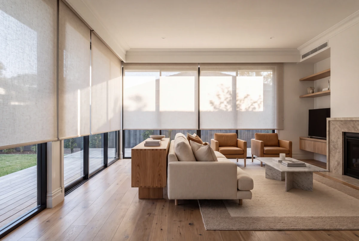 Roller blinds in a Melbourne interior
